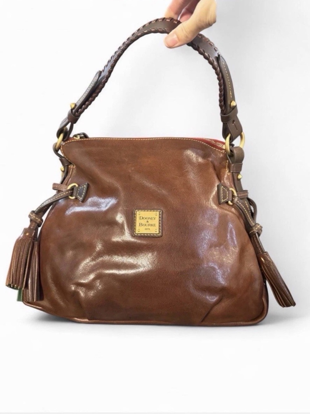 Dooney & Bourke Cognac Brown Leather Shoulder Bag